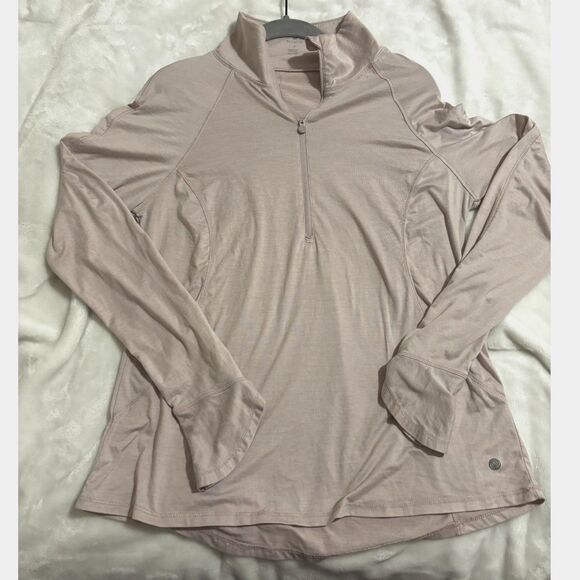 Apana Tops - Apana Women’s M Mauve Quarter Zip Pilatescore Athleisure Soft Minimalist Workout